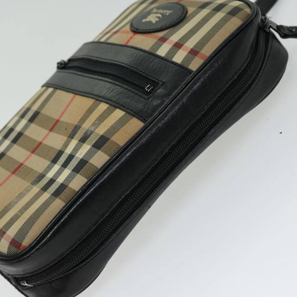 BURBERRY Nova Check Shoulder Bag Canvas Beige Black Auth 66162 - Picture 5 of 16